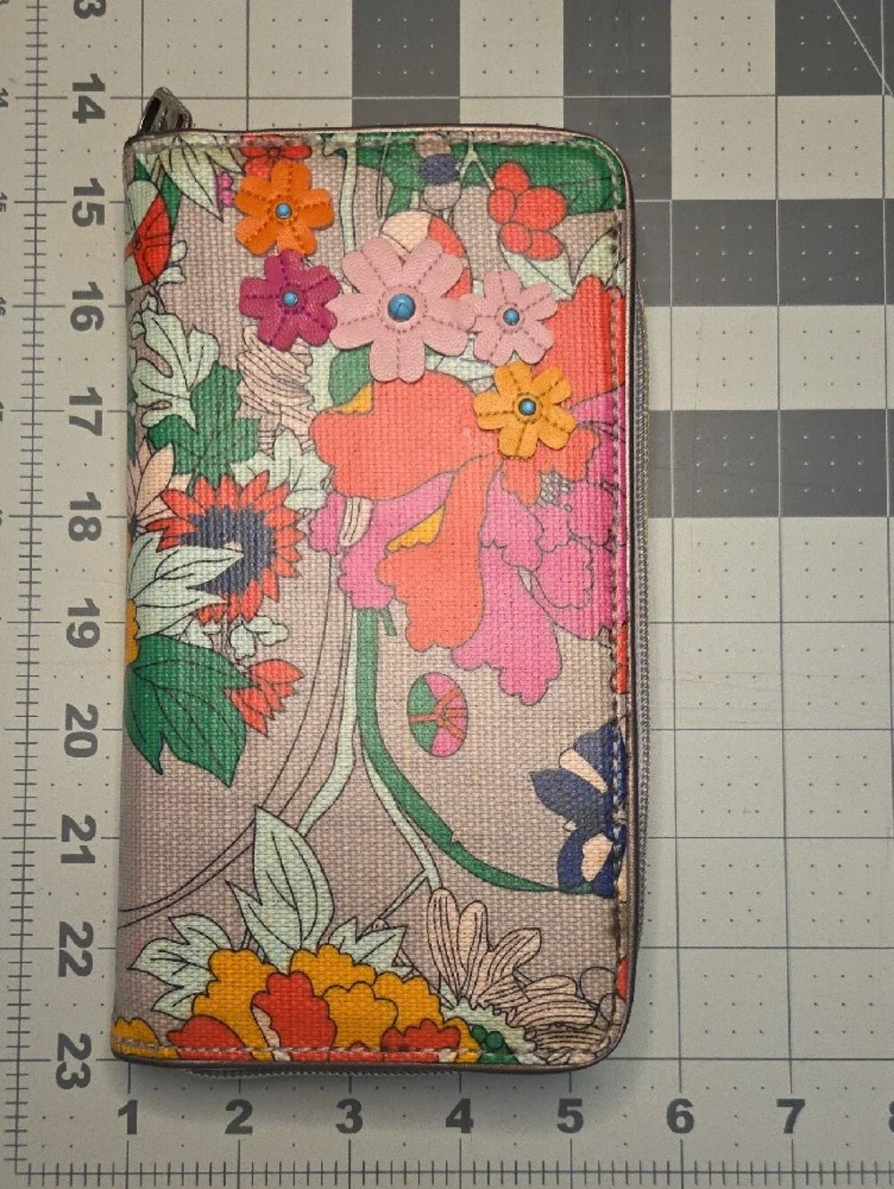 Sakroots Floral Zip Wallet in Yellow Pink Green Orange